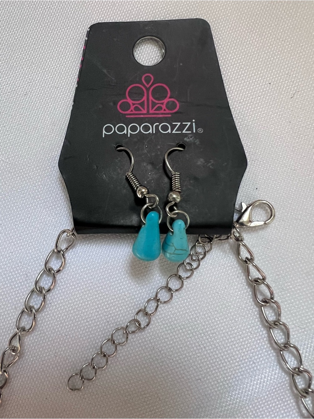 Paparazzi Turquoise Teardrop Statement Necklace & Earrings Set NWT - Picture 5 of 5